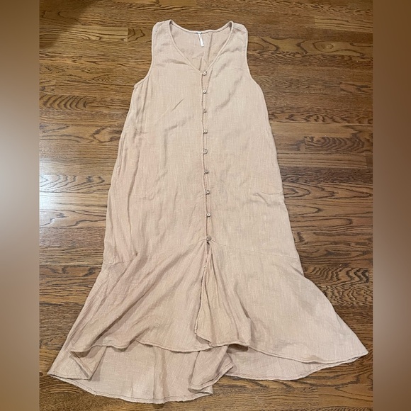 Free People Dress Valerie Vest Iced Chai Tan Cotton Women’s Small Free-est - Picture 2 of 8